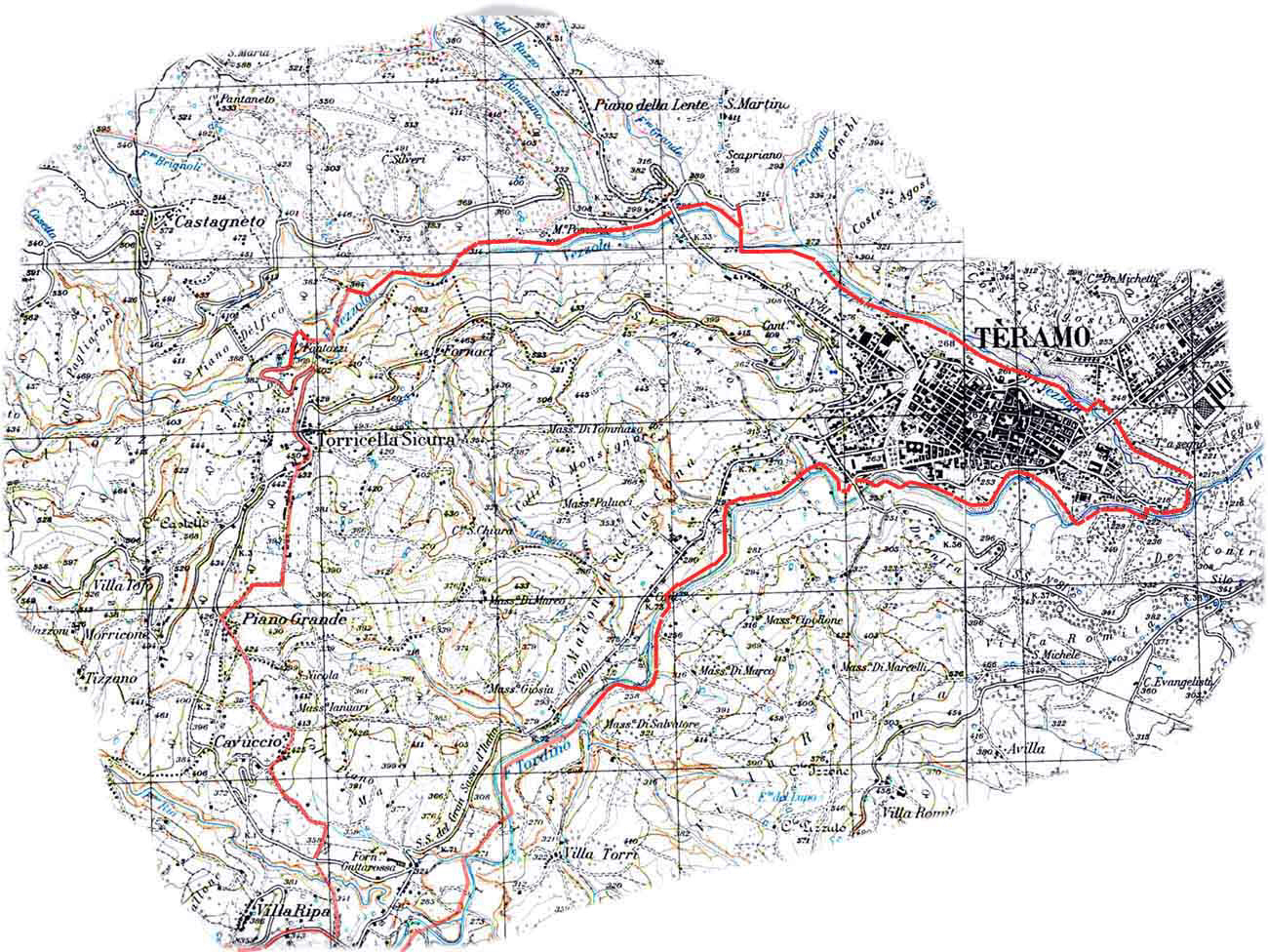 mappa itinerario Grande Anello intorno alla citt di Teramo