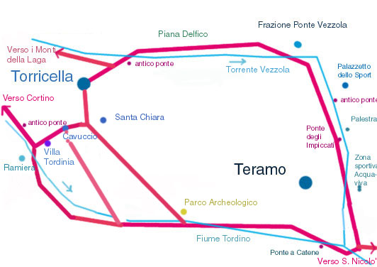 mappa itinerario Grande Anello intorno alla citt di Teramo
