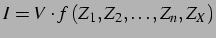 $\displaystyle I=V\cdot f\left(Z_{1},Z_{2},\ldots,Z_{n},Z_{X}\right)$