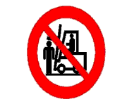 vietato sostare sotto i carrelli elevatori
