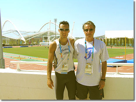 Olimpiadi di Atene 2004 Berardi e il suo tecnico Maccapani