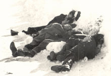 Alberi di Vigatto, 20 gennaio 1945: cinque partigiani, prigionieri, sono fucilati per rappresaglia (Archivio Isrec Parma).