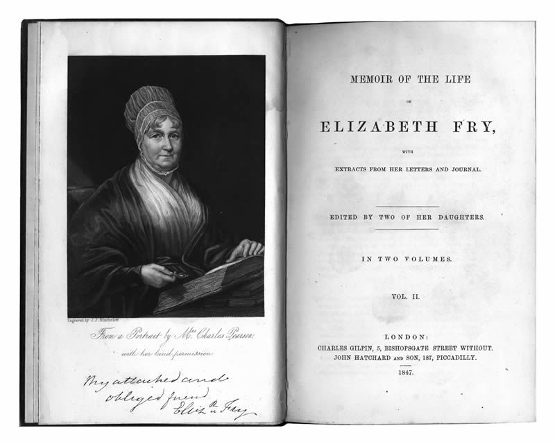 Libro Memorie della vita di Elizabeth Fry di C Gilpin 1847
