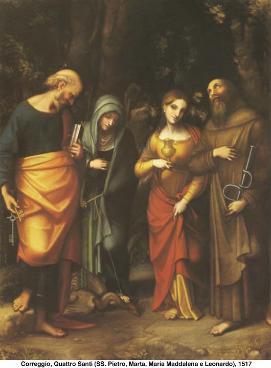 Correggio - Quattro santi 1517 - Pietro, Marta, Maria MAddalena, Leonardo