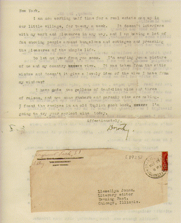 Lettera a Llewellyn Jones - 1925