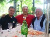 L'ex pilota H-D degli anni '70 Gianfranco Bonera, io in mezzo e Gilberto Milani ex campione degli anni '50 e '60.