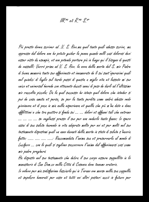 Lettera al Cardinale Sirleto