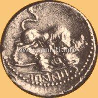 Samnite coin with bull to gore roman she-wolf - Social war - 89 b.C.