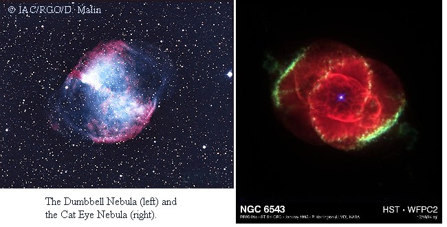 Dumbbell Nebula and Cat Eye Nebula