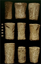 Saqqara: 2nd Dynasty Limestone cylinder dummy-vessels from Meryneith tomb substructures