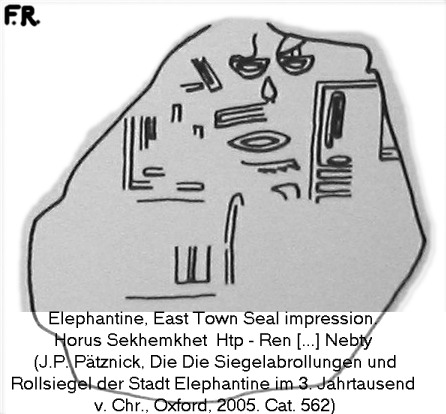 Elephantine seal impression with Horus Sekhemkhet's "Nebty Hotep-Ren..."