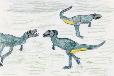 Due carcharodentosauri lottano per la femmina. (Nerone Lo Storico)