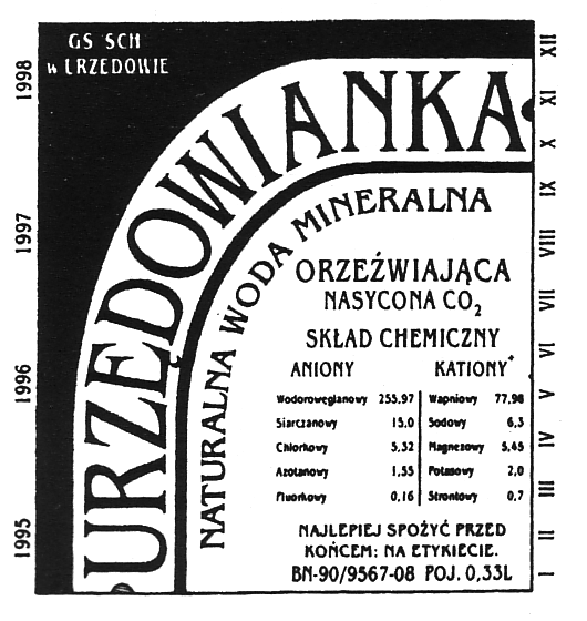 Etykieta wody mineralnej rozlewanej w Urzdowie
